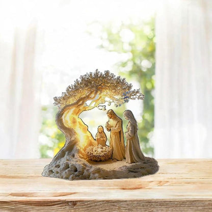 Nativity Jesus Birth Figurine – 2D Acrylic Christmas Statue Ornament for Home, Office, Church Decor, and Holiday Collectible Displays