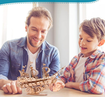 Adult DIY Wooden Boat Puzzle – Handmade 3D Assembly Craft Model Kit for Home Decor and Creative Gifting