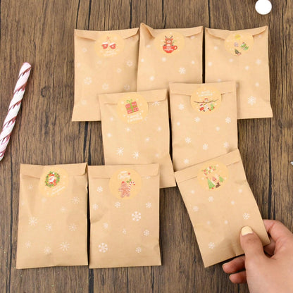 Christmas Kraft Paper Gift Bag Set – Cookie & Biscuit Wrapping Envelopes for Xmas Parties, New Year 2025 Gifts & Holiday Packaging