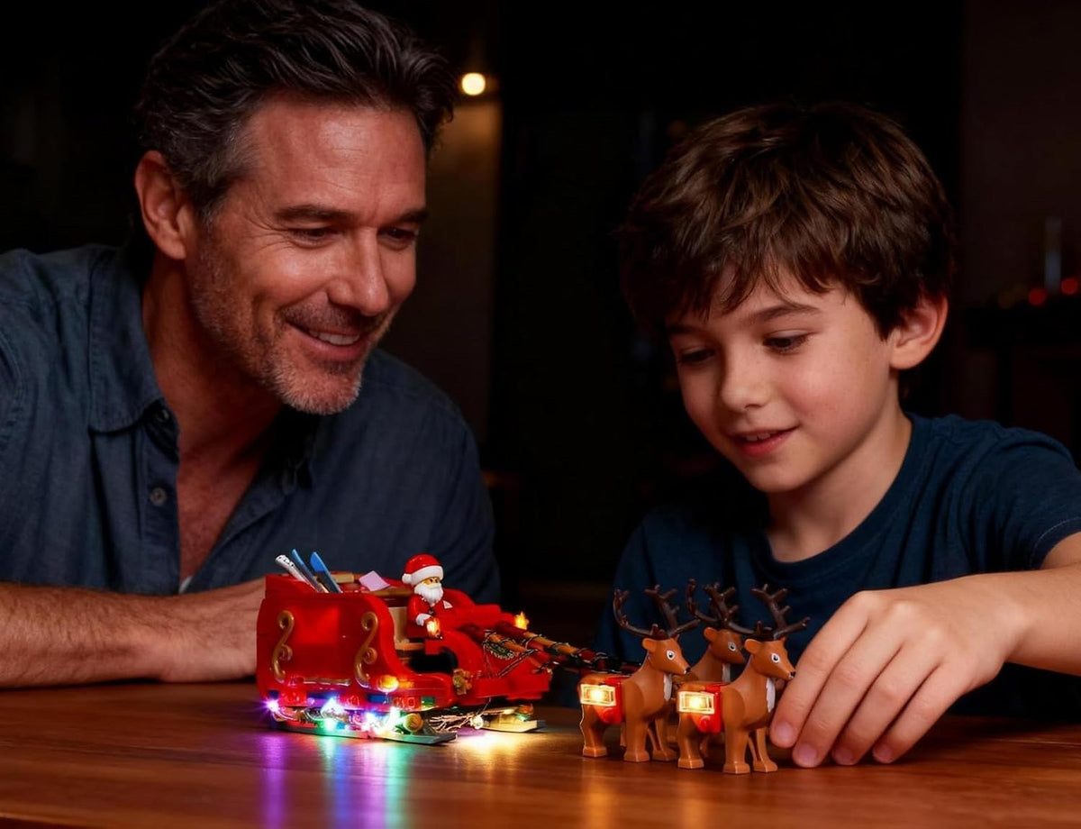 LED Light Kit for LEGO 40499 Santa’s Sleigh – Decorative Christmas Lighting Add-On with Battery Box for Festive Display Enhancement