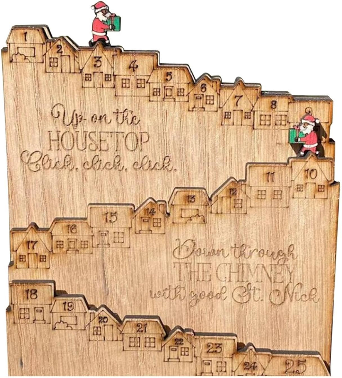 Wooden Christmas Advent Calendar House - 25-Day Countdown Display with Drawers, Festive Holiday Gift Organizer for Home & New Year Decor