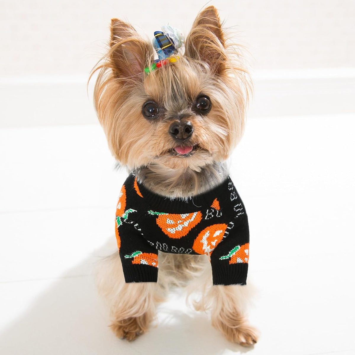 Halloween Pet Pumpkin Sweater – Puppy Kitten Costume Decoration, Warm Winter Dog Clothes, Cute Cat Outfit for Holiday Dress-Up