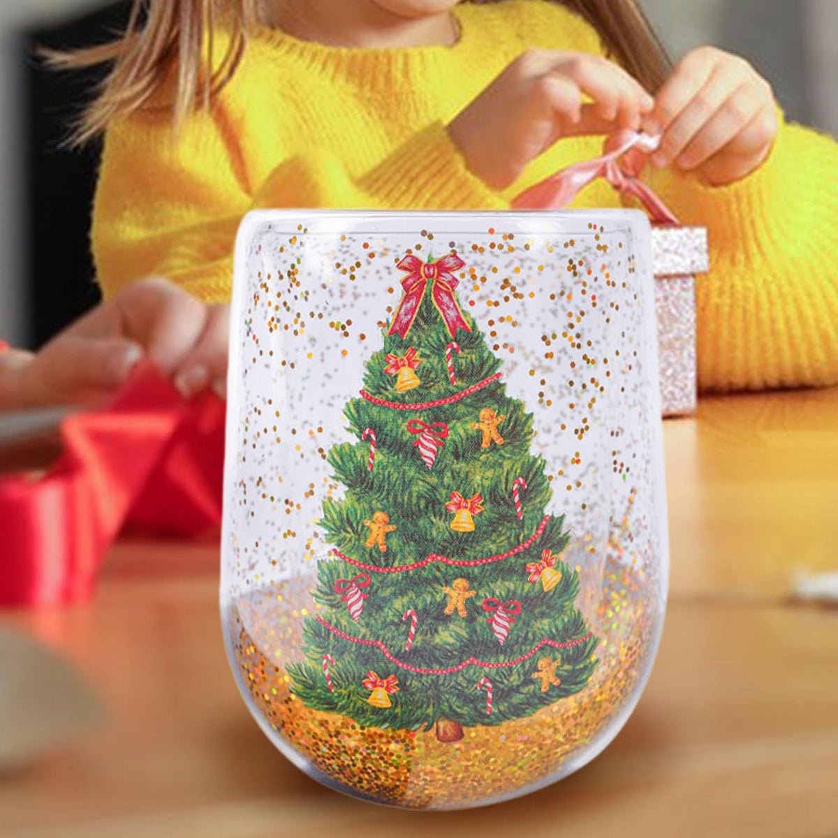 Christmas Double-Layer Glass Cup – Heat-Resistant Tree Mug for Coffee, Milk & Water, Cute Holiday Gift for Friends, Girls & Festive Kitchen Décor