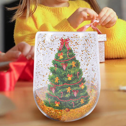 Christmas Double-Layer Glass Cup – Heat-Resistant Tree Mug for Coffee, Milk & Water, Cute Holiday Gift for Friends, Girls & Festive Kitchen Décor
