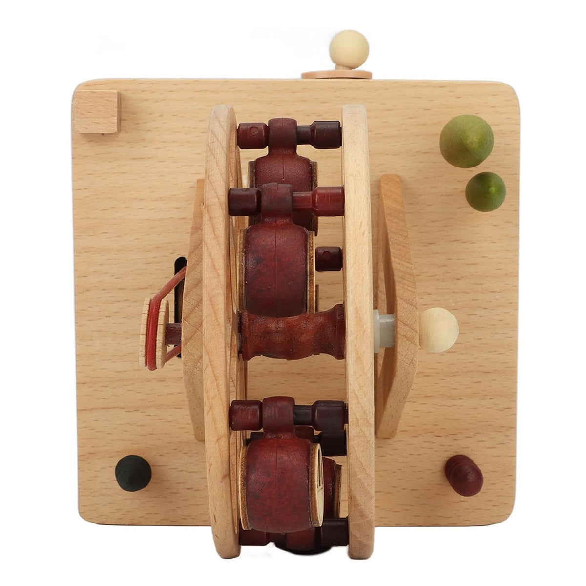 Ferris Wheel Wooden Music Box – Mini Beech Wood Handcrafted Musical Gift for Christmas, Birthdays, Valentine’s Day with Square Base Ornament Design