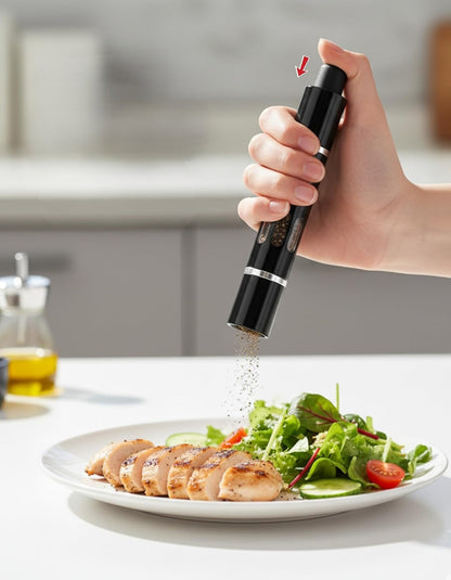 Manual Aluminum Alloy Pepper Grinder – Thumb Push Button Design for Sea Salt & Spice Grinding at Home or BBQ