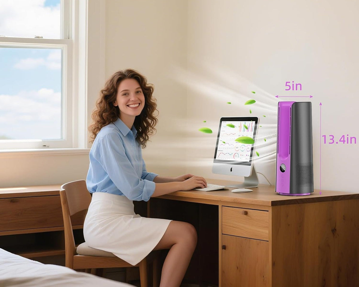 Mini Bladeless Desktop Fan - Air Cooler with Spray Humidifier and Circulating Cool Air for Office or Personal Use