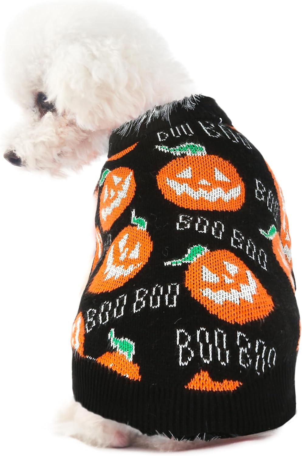 Halloween Pet Pumpkin Sweater – Puppy Kitten Costume Decoration, Warm Winter Dog Clothes, Cute Cat Outfit for Holiday Dress-Up