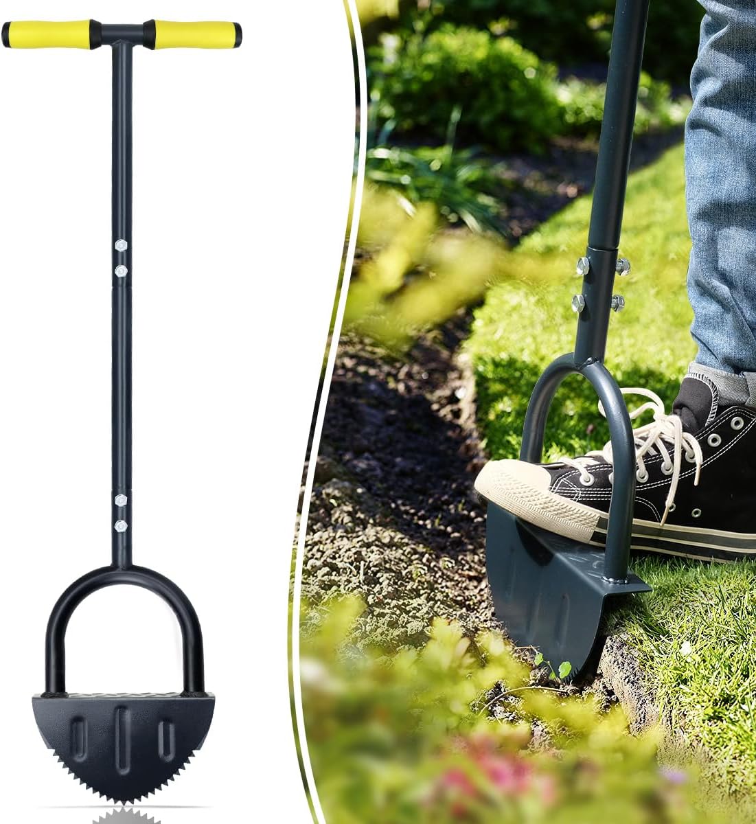 Half Moon Lawn Edger Shovel – Manual Grass Trimming and Landscaping Tool with Serrated Blade for Perfect Garden Borders and Weed Removal