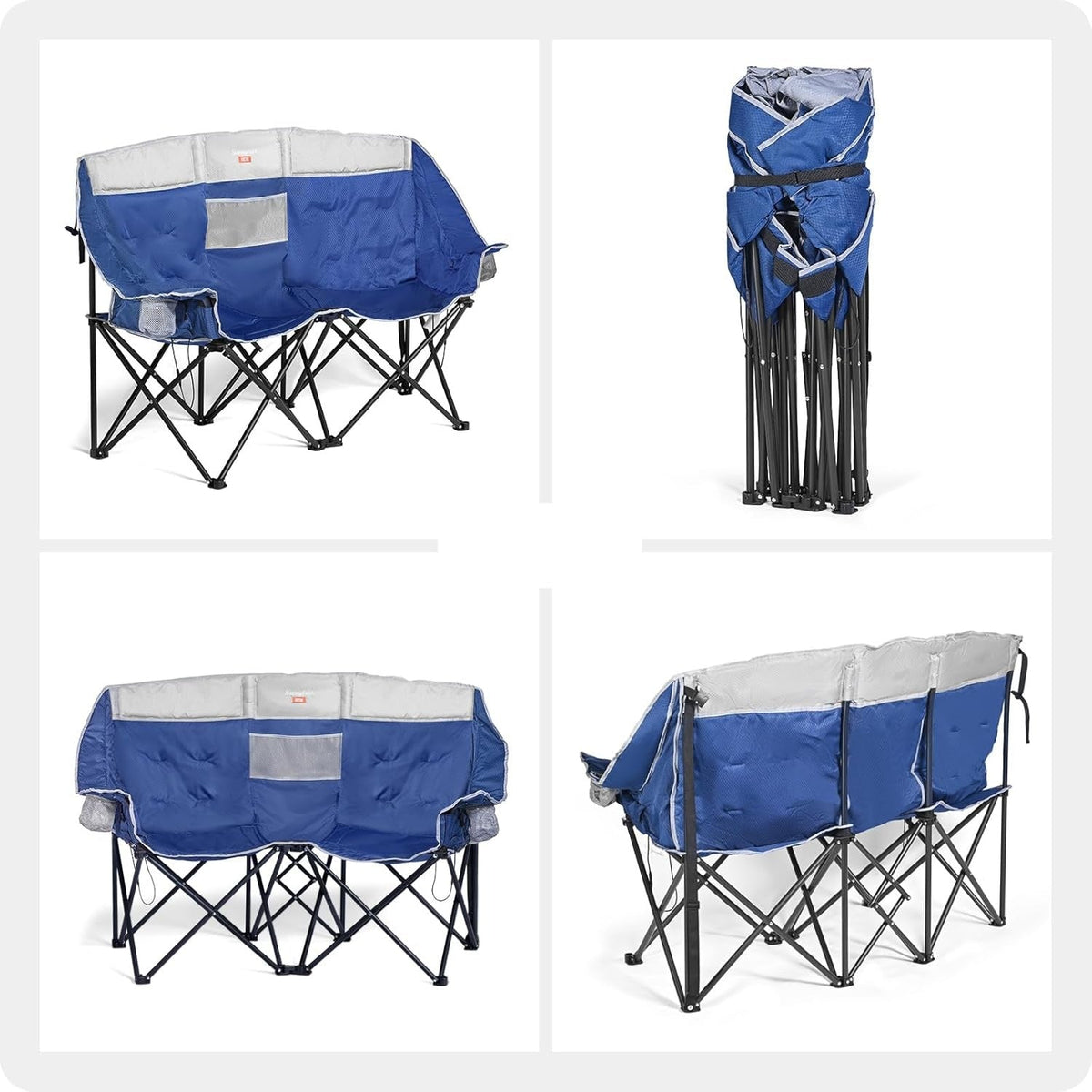 Heated Double Camping Chair – Portable Folding Loveseat with 12V 16000mAh Battery Pack, Cozy Outdoor 2-Person Seat for Festivals or Adventures
