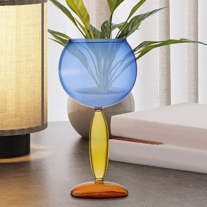 Color-Block Glass Cups – High Borosilicate Spherical Drinkware for Wine, Tea & Cold Beverages
