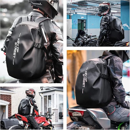 Waterproof Helmet Backpack – Motorcycle & Cycling Storage Bag with Reflective Stripe, Large Capacity & Secure Helmet Carrying Solution
