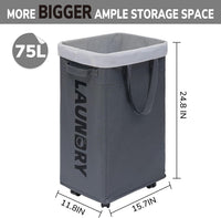 75L Collapsible Large Laundry Basket with Wheels