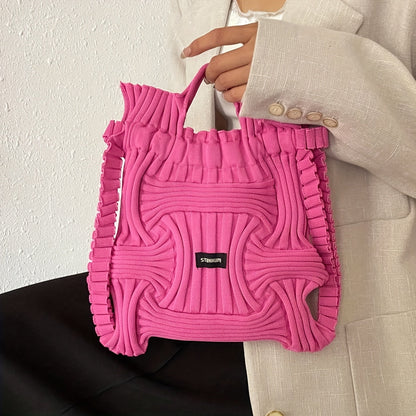 Japanese Korean Style Knit Tote Bag – Multi-Functional Casual Handbag, Shoulder Bag, and Backpack for Travel, Coffee, and Daily Use
