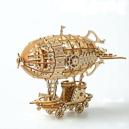 Airship Wooden Car Puzzle Model Kit – 3D Intricate DIY Mechanical Building Toy for Home Decor and Creative Handcraft Lovers
