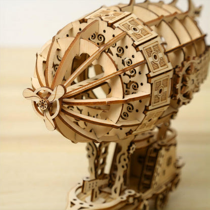 Airship Wooden Car Puzzle Model Kit – 3D Intricate DIY Mechanical Building Toy for Home Decor and Creative Handcraft Lovers