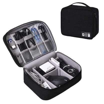 Seagull Nylon Tech Organizer Case – Two-Layer Electronic Gadget Storage Bag for Hard Drives, Cables, Pen Drives & Travel Accessories, 24×18×10 cm