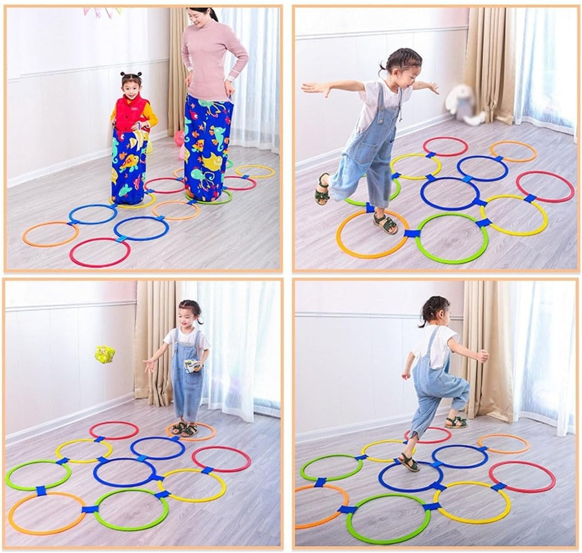 Lattice Jump Ring Game Set for Kids – 10 Hoops with Connectors for Outdoor Park Activities, Physical Training, and Fun Exercise Play