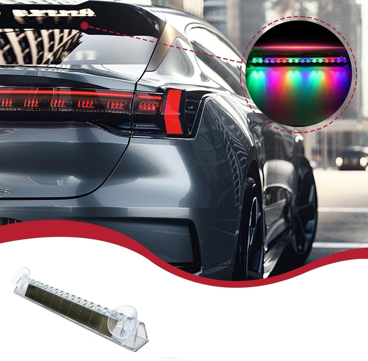 Solar-Powered Colorful Car Window Strobe Light – Wireless LED Warning Lamp for Anti-Collision Safety and Stylish Decoration