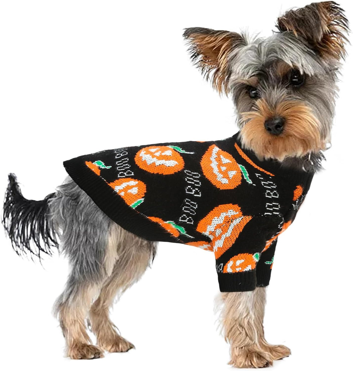 Halloween Pet Pumpkin Sweater – Puppy Kitten Costume Decoration, Warm Winter Dog Clothes, Cute Cat Outfit for Holiday Dress-Up