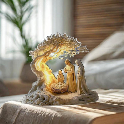 Nativity Jesus Birth Figurine – 2D Acrylic Christmas Statue Ornament for Home, Office, Church Decor, and Holiday Collectible Displays