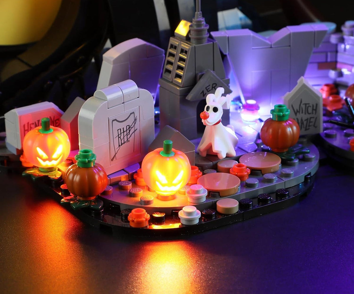 LEGO Nightmare Before Christmas LED Lamp – Decorative Light Kit with Battery Box for LEGO 21351 Jack Skellington Set