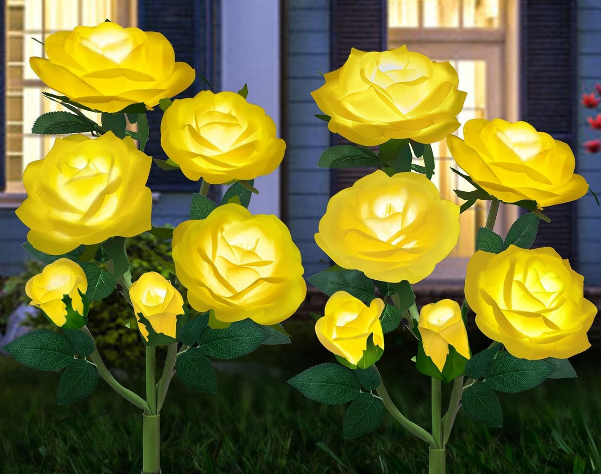 Solar Camellia Garden Lights – 7-Head Outdoor Decorative Lawn Lamps, Waterproof Solar Flower Lights