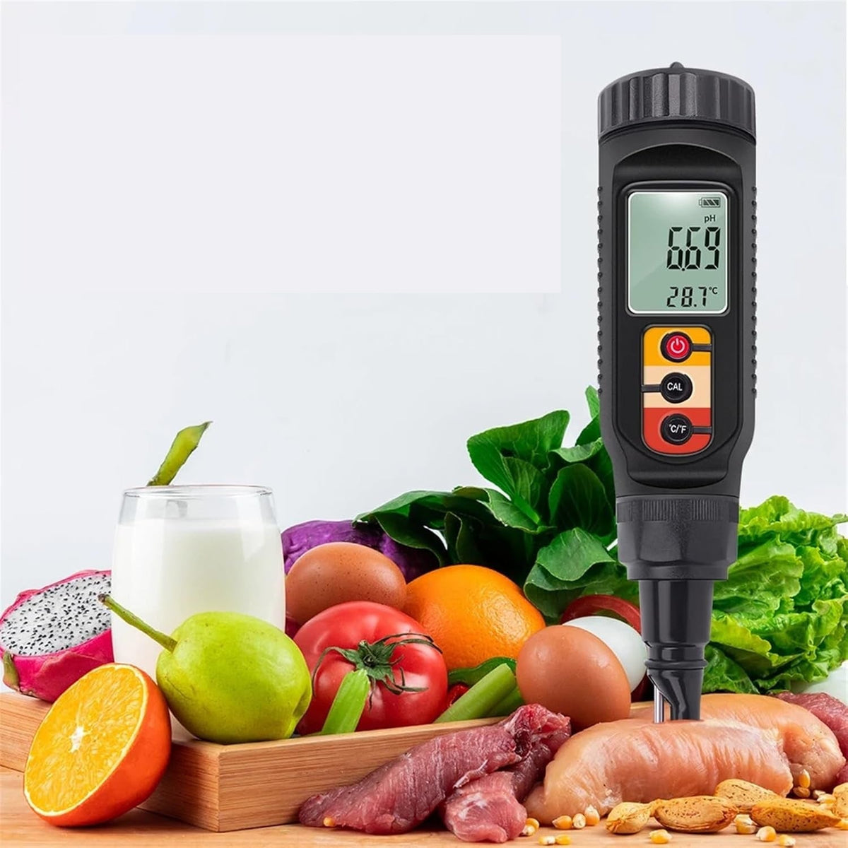 Digital pH Meter with LCD Backlight – 2-in-1 High Precision pH & Temperature Tester for Food Processing