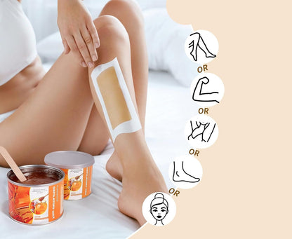 Organic Sugar Wax Hair Removal Kit – 17.6oz Natural Honey Formula Gentle on Sensitive Skin for Bikini, Arms, Legs, and Back