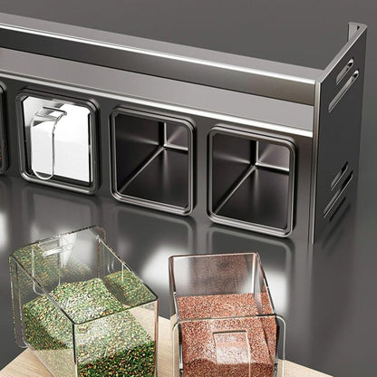 Stainless Steel Wall-Mounted Spice Rack – Multi-Functional Jar Organizer for Kitchen Storage, Wall Box Tray for Herbs, Condiments