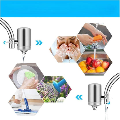 Faucet Water Filter for Kitchen Sink – Stainless Steel Tap Mount Water Filter