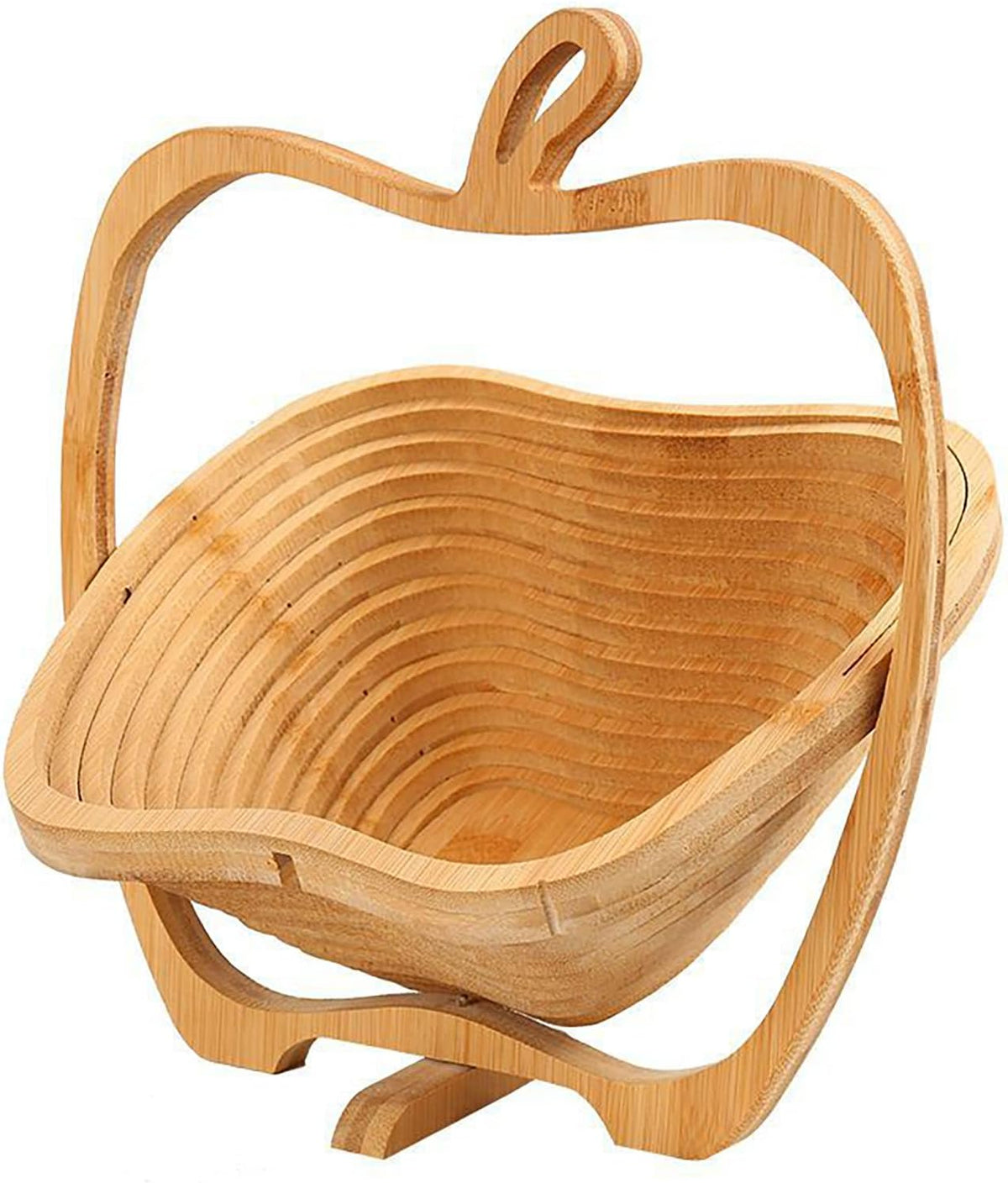 Bamboo Folding Fruit Basket & Cutting Board – Collapsible Vegetable Tray Doubles as Chopping Block & Space-Saving Food Storage Solution