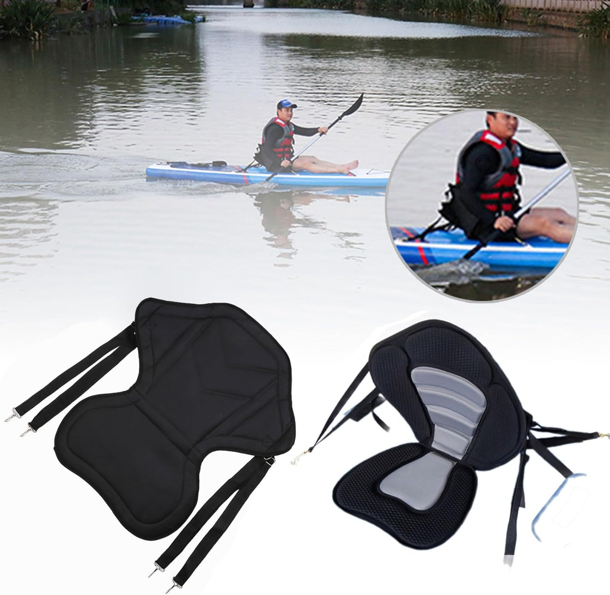 Adjustable Kayak Paddle Board Seat – Non-Slip Padded Backrest for SUP Boards, Canoes & Comfortable Boating Trips