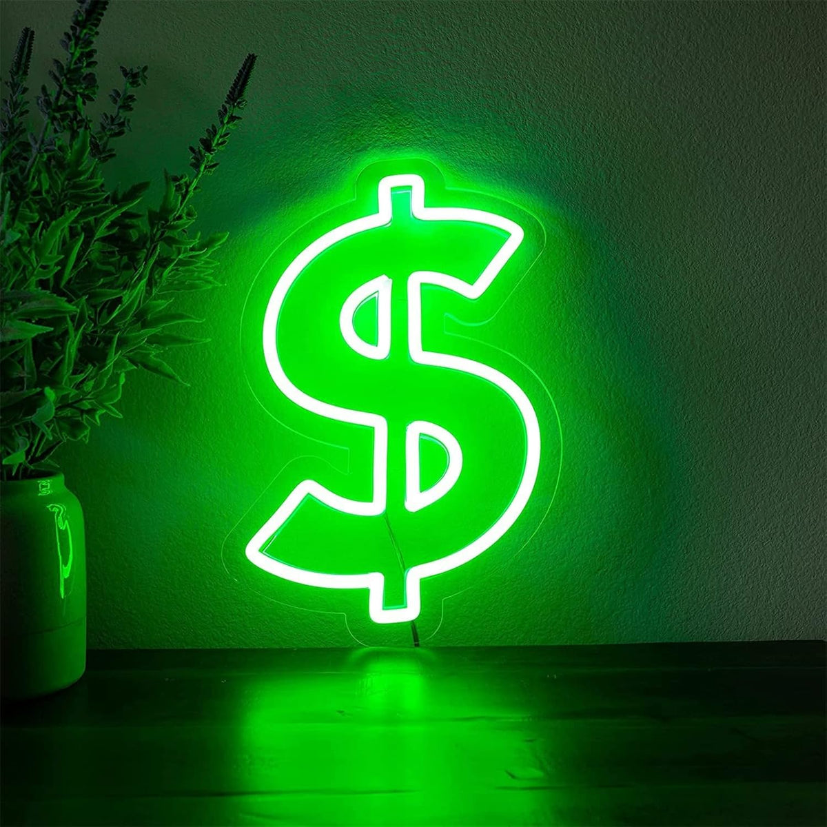 Dollar LED Neon Sign – USB Wall Light for Bar, Pub, Club, and Bedroom Decoration with Cool Money Design