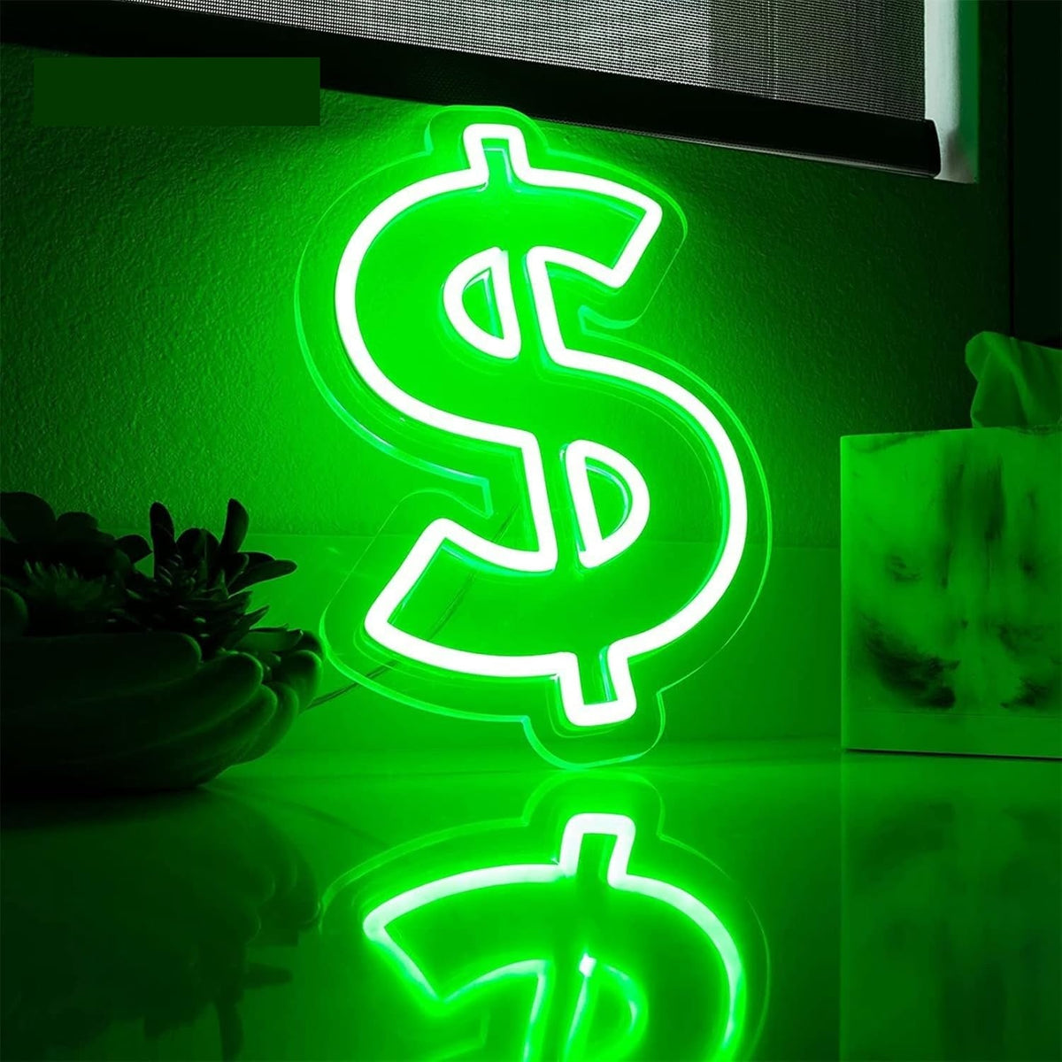Dollar LED Neon Sign – USB Wall Light for Bar, Pub, Club, and Bedroom Decoration with Cool Money Design