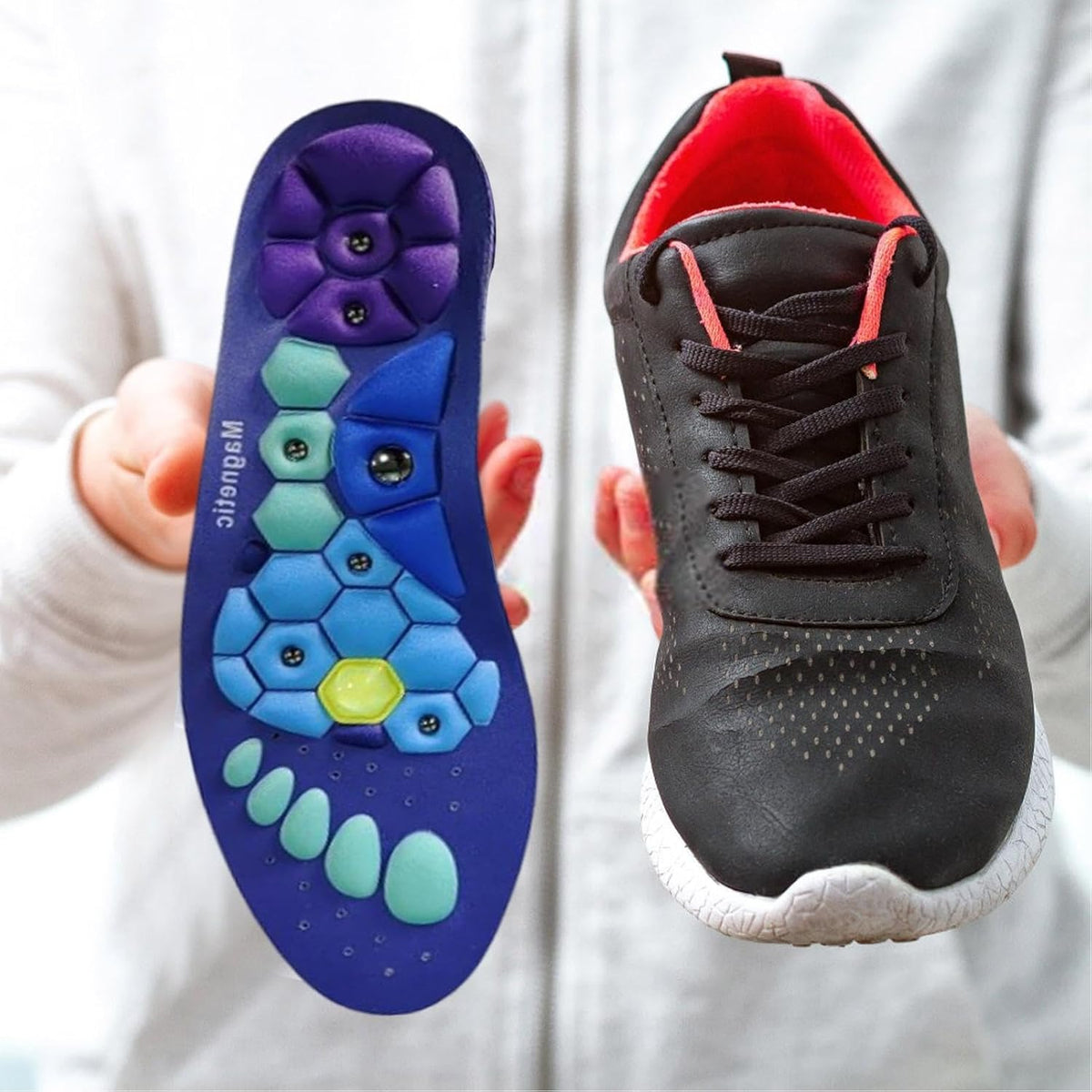 Acupressure Magnetic Therapy Insoles – Slimming Breathable Arch Support Cushion for Running Shoes, Improves Circulation & Foot Health Care