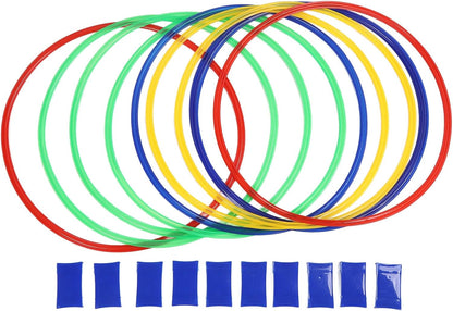 Lattice Jump Ring Game Set for Kids – 10 Hoops with Connectors for Outdoor Park Activities, Physical Training, and Fun Exercise Play