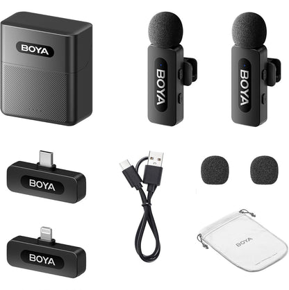 Wireless Lavalier Lapel Microphone – Rechargeable Noise-Cancelling Clip-On Mic for iPhone, Android, Camera, Live Streaming & Vlogging