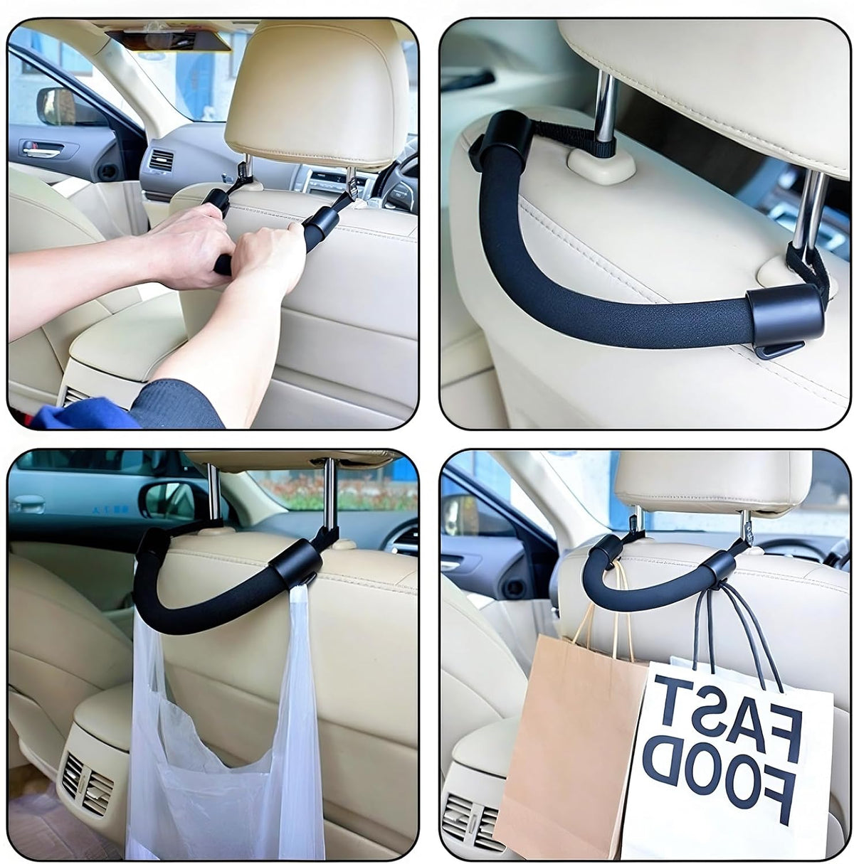 Car Seat Back Armrest & Safety Handle – Soft Headrest Hanger for Elderly & Kids