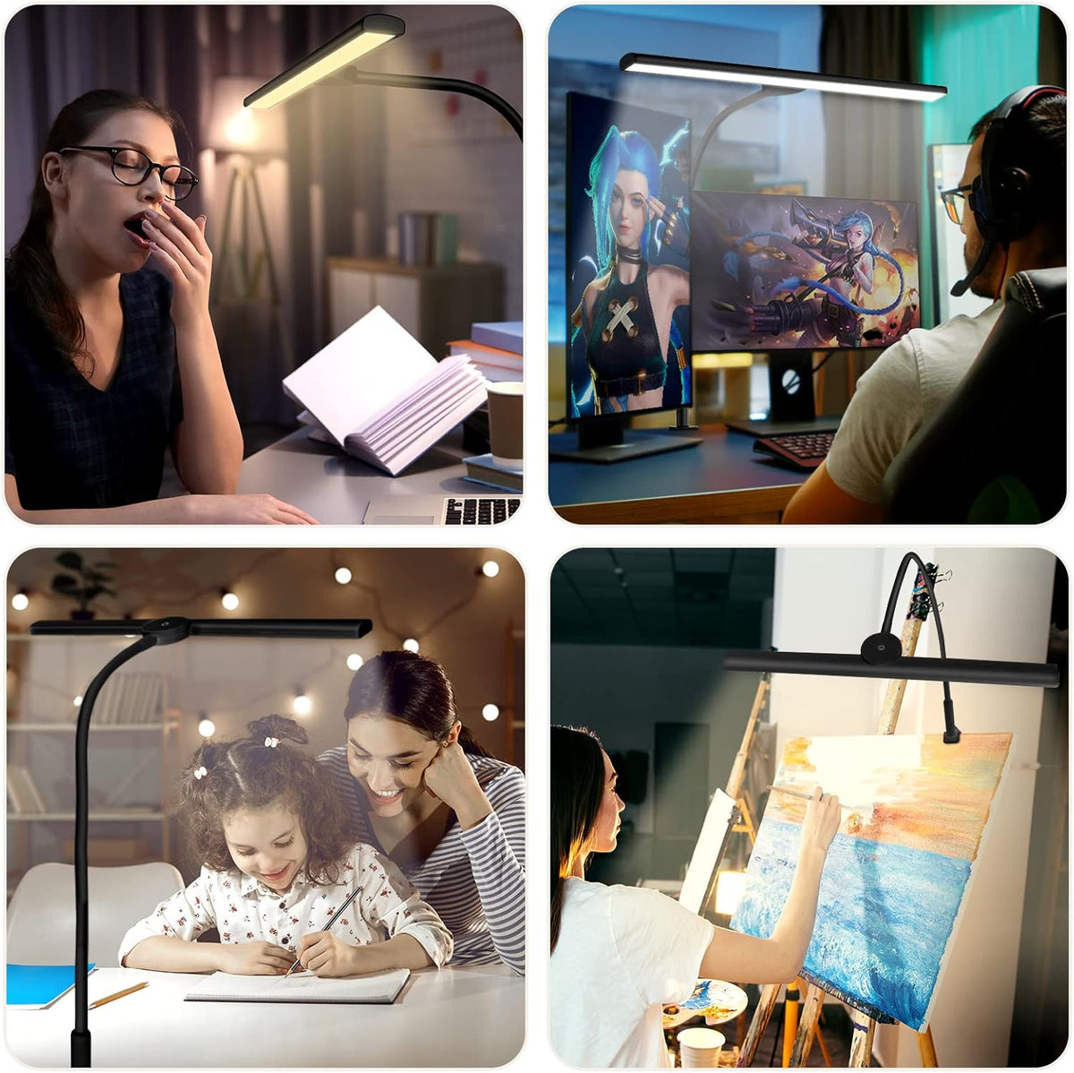 Double Single Head LED Architect Desk Lamp with Remote – 18W Eye-Caring Task Light with 3 Modes & 6 Brightness Levels for Office, Workbench & Study