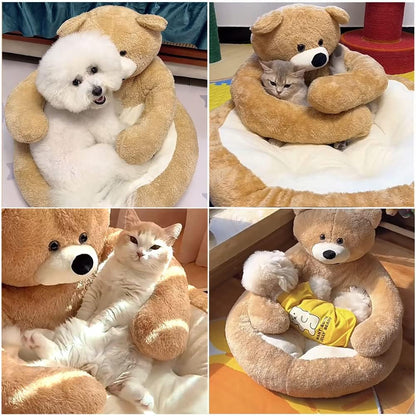 Teddy Bear Cuddler Cat Bed Dog Bed