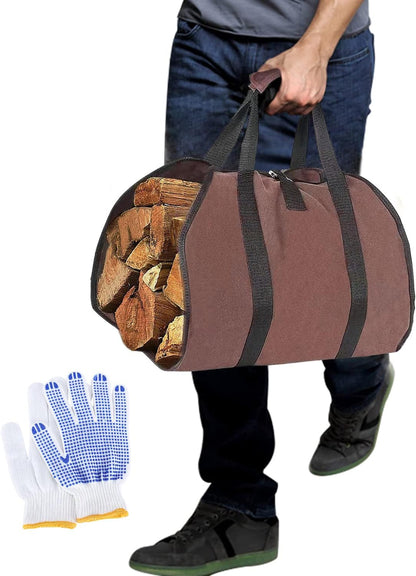 Heavy-Duty Firewood Carrier Bag – Durable PVC Tote for Fireplace, Camping & Wood Transport