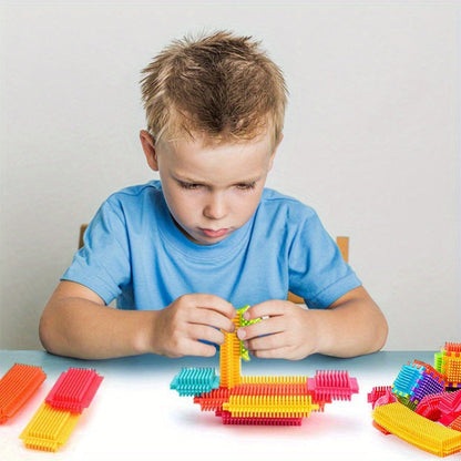 Hedgehog Building Block Set – 150-Piece  Soft Interlocking Brush Blocks for Preschool Learning, STEM Creativity & Holiday Gift Giving