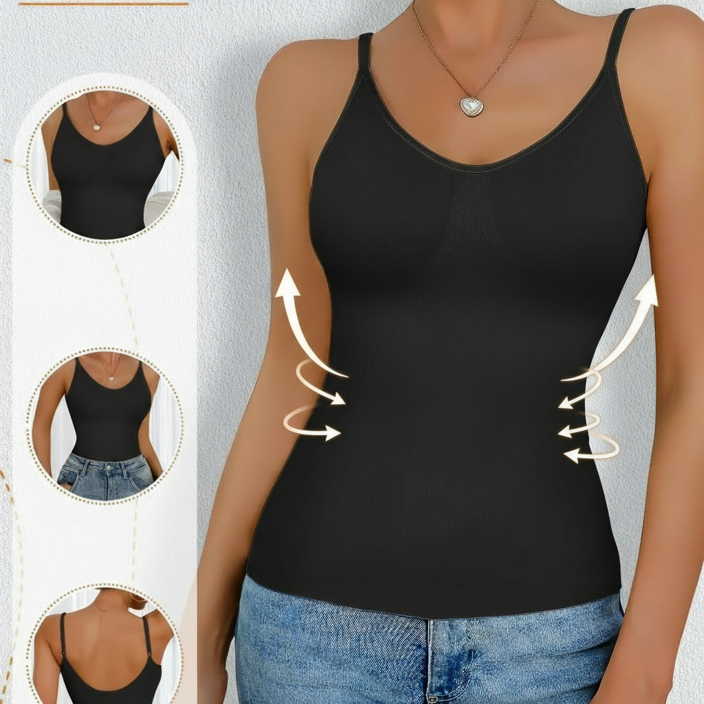 Women’s Shapewear Camisole – Waist Cinching Exposed Back Top for Daily Layering and Body Shaping