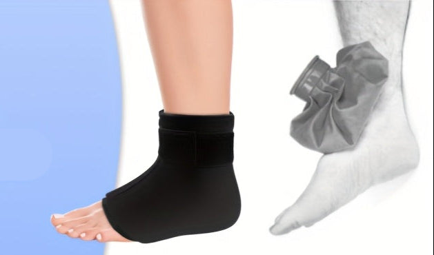 Adjustable Ankle Ice Wrap Pack – Hot or Cold Gel Pack for Heel, Foot, and Ankle Pain Relief, Stretchable and Microwavable Design