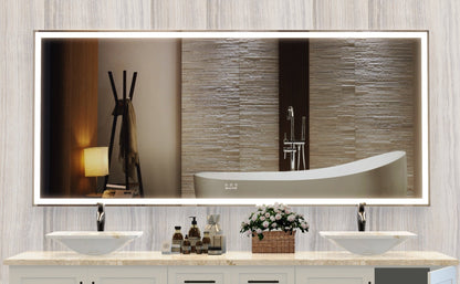 Large LED Bathroom Mirror Wall Mounted Mirror with 3 color Modes, Aluminum Frame Wall Mounted Light, Full Body Mirror (72X32 Inch)
