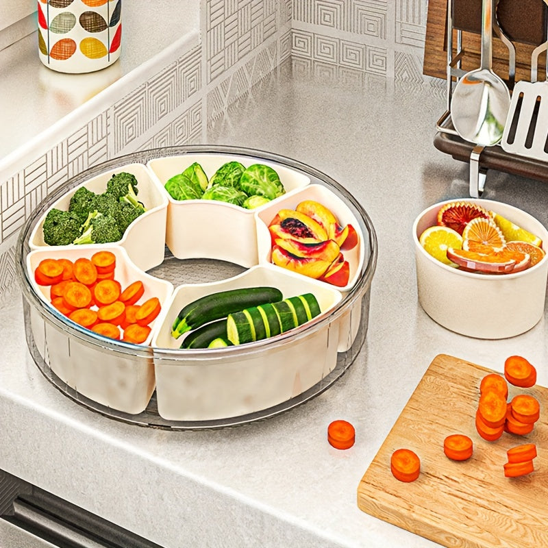 Rotating Snack Tray with Lid – Stylish Round Organizer to Elegantly Serve Snacks for Parties, Holidays, Weddings & Daily Use