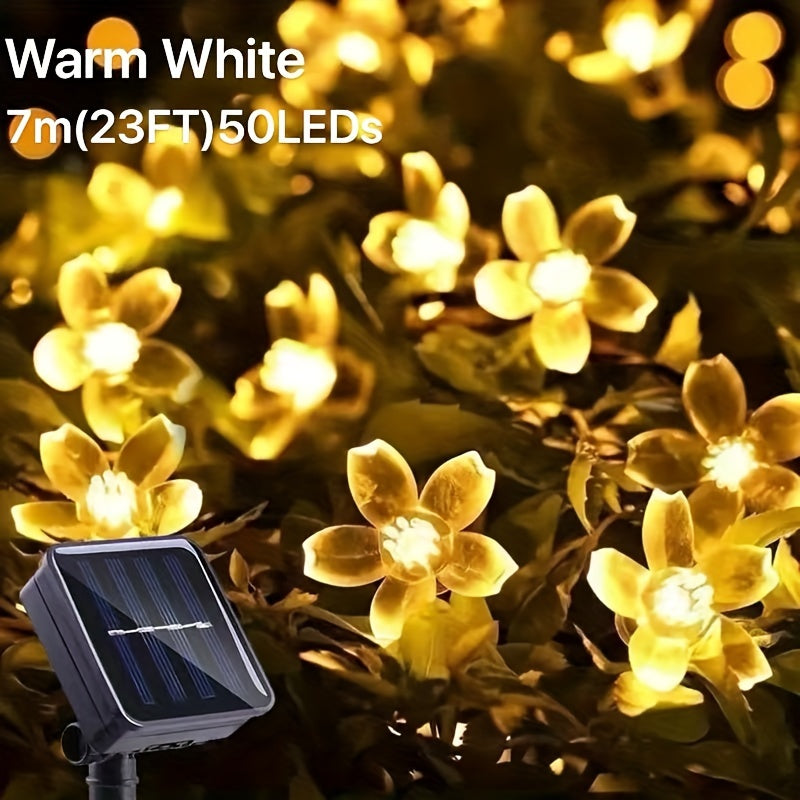 Solar Powered Cherry String Lights – Energy-Saving Outdoor Decorative LED Lamps for Garden, Patio, Holiday, and Party Ambience