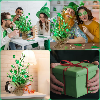 Light-Up St. Patrick’s Day Tabletop Tree – Green Clover Leaves and Fairy Lights for Charming Irish Holiday Home Decor
