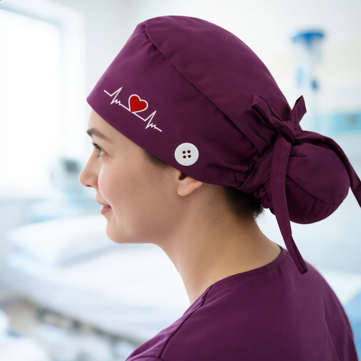Adjustable Scrub Caps for Women – Lightweight Breathable Nurse Hats with Ponytail Holder for Doctors and Healthcare Staff